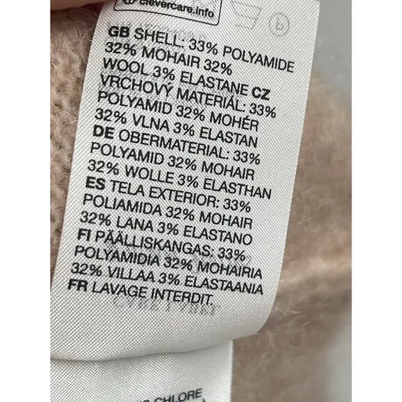 & Other Stories Tan Crew Neck Mohair Sweater Sz Small - Picture 4 of 6